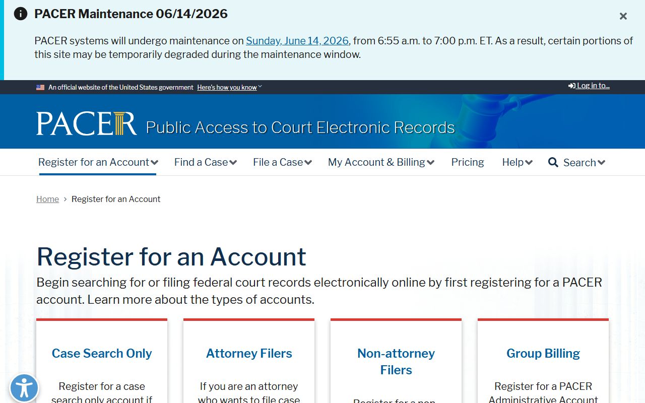 Clarendon County Clerk of Court records PACER registration distinction