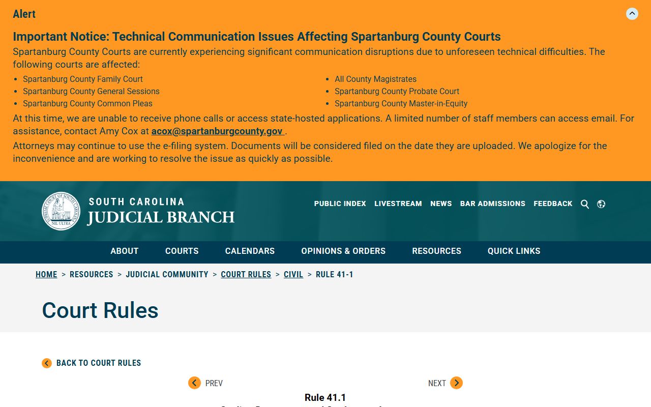 Clarendon County arrest records Rule 41.1 sealing court records