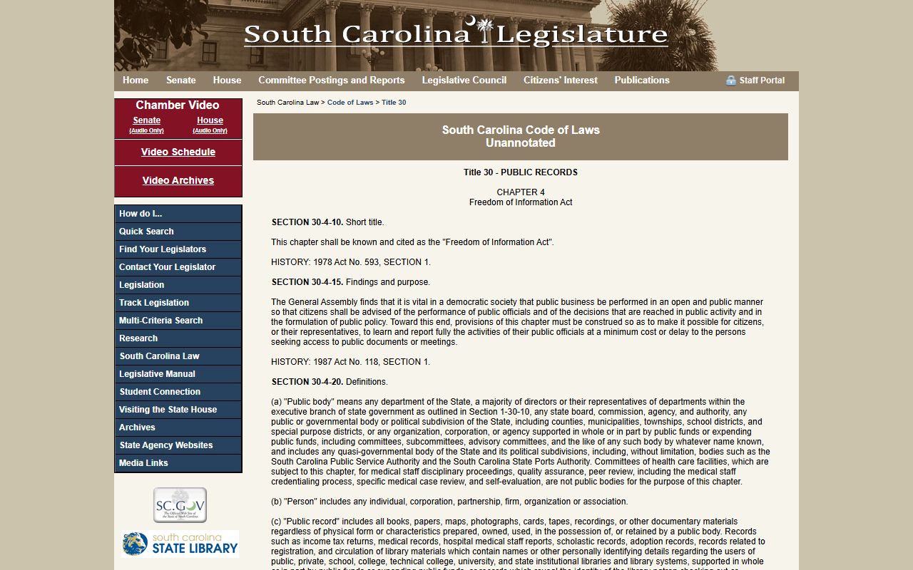Clarendon County arrest records South Carolina FOIA