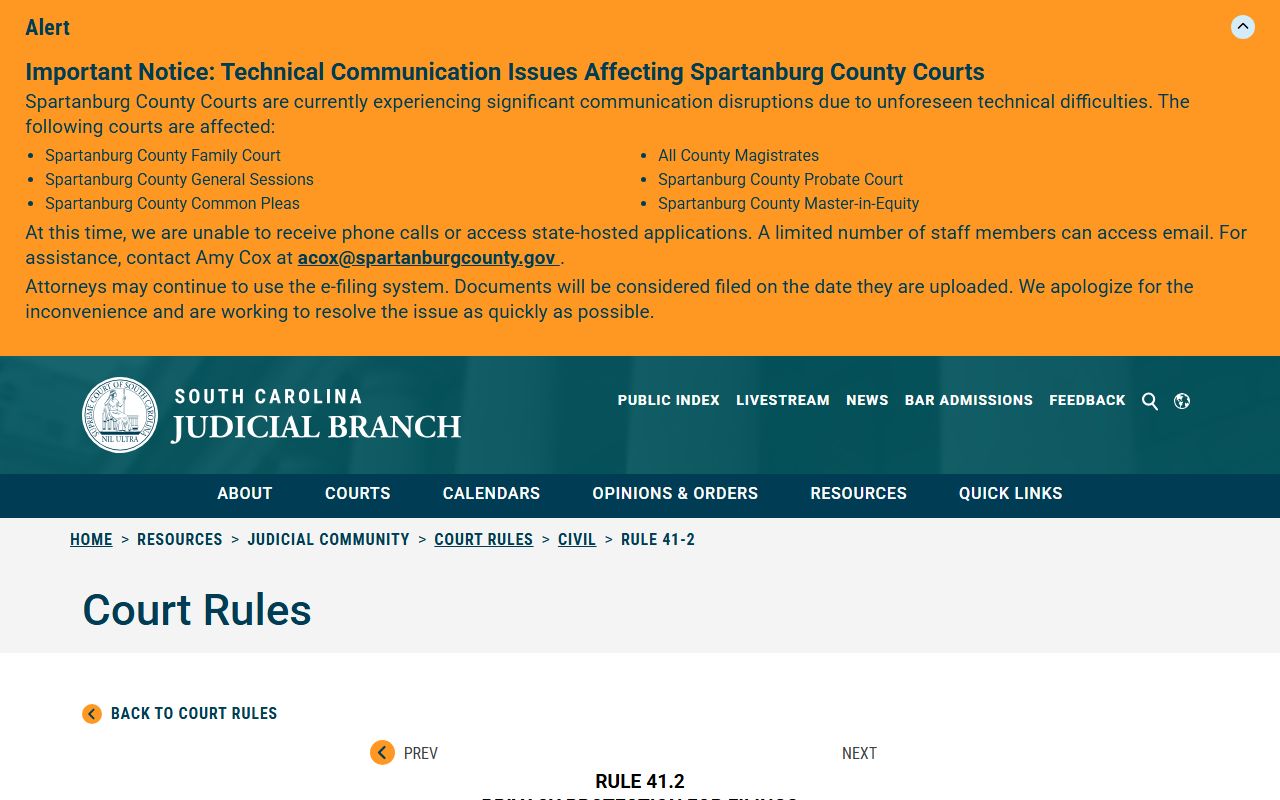 Clarendon County arrest records Rule 41.2 redaction requirements