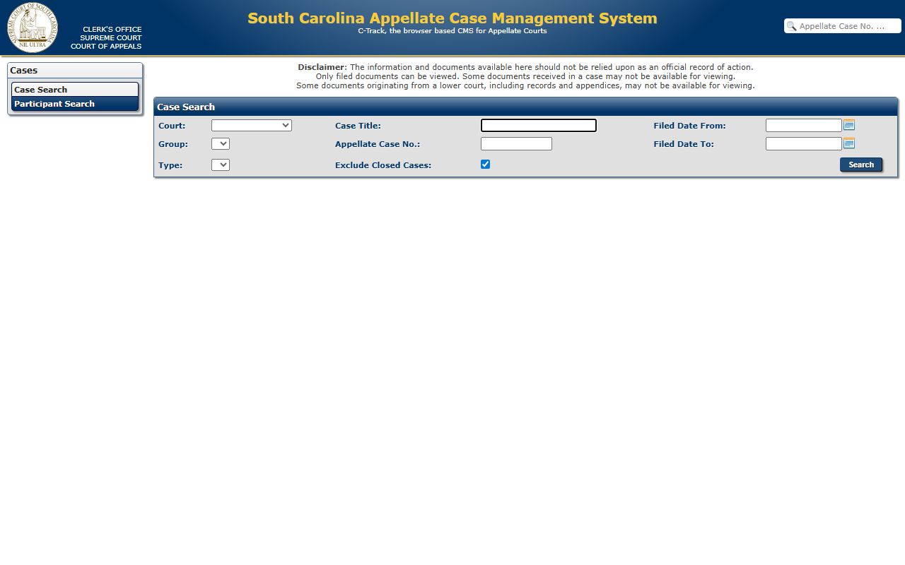 Clarendon County court records appellate case search