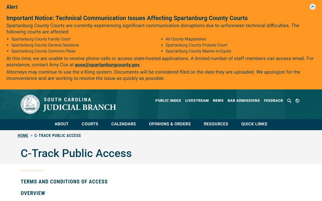 Clarendon County court records C-Track public access