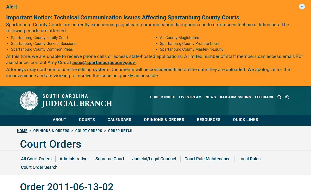 Clarendon County criminal court records Third Judicial Circuit Drug Court order