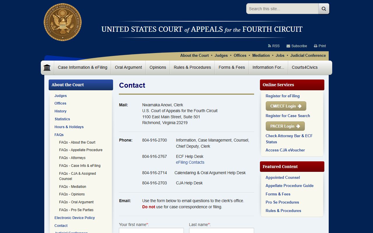 Clarendon County Circuit Court Fourth Circuit contact reference