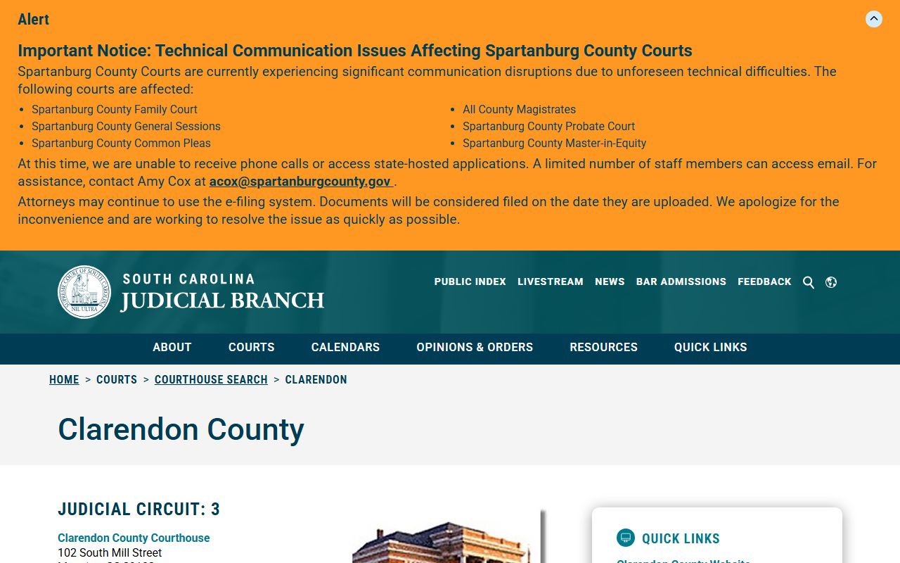 Clarendon County court records courthouse profile