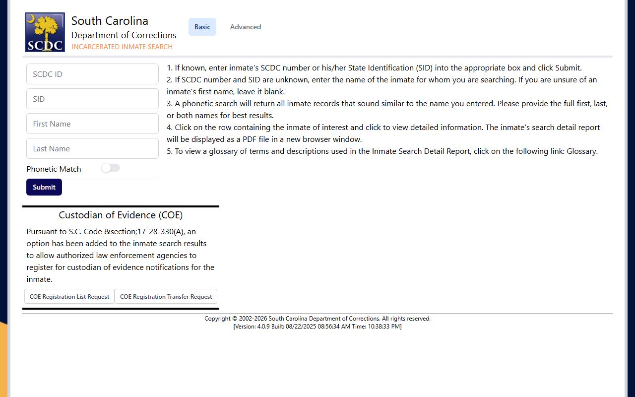 Clarendon County inmate records SCDC inmate search source