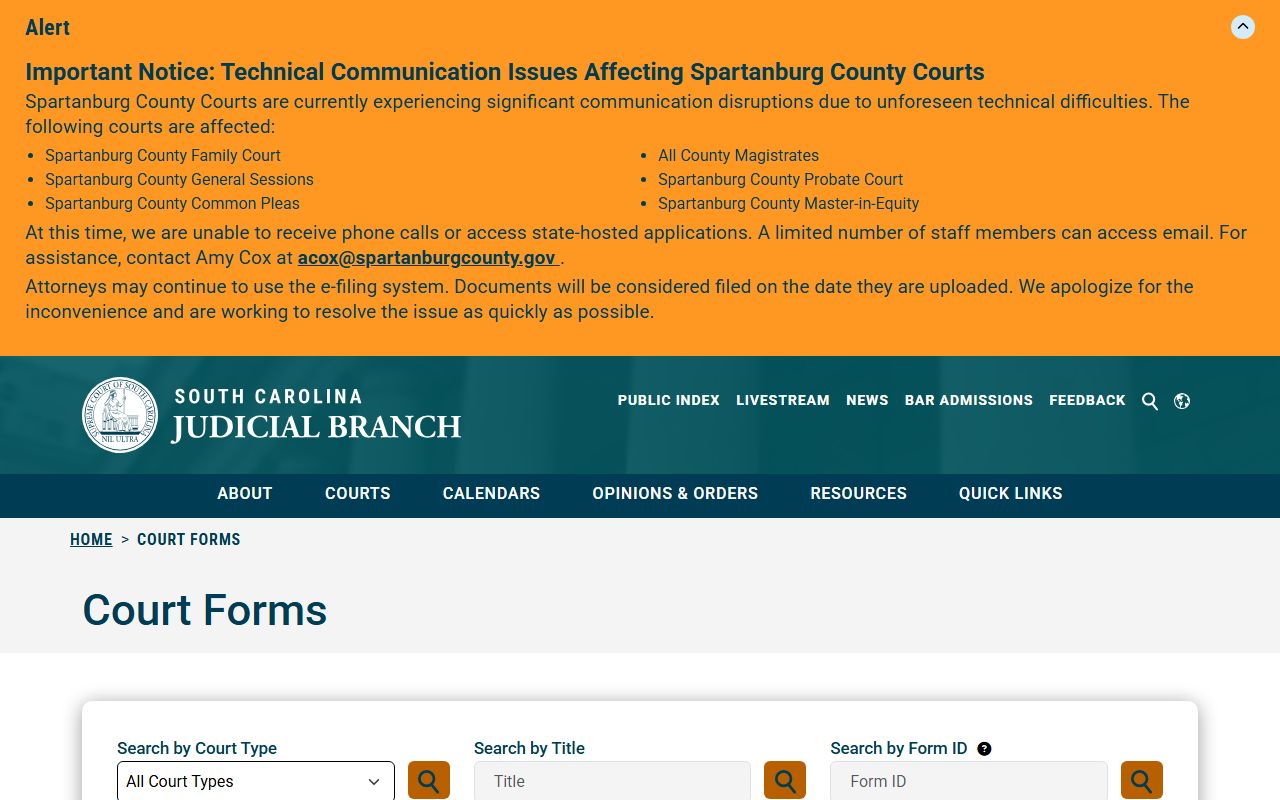 Clarendon County traffic court records court forms source